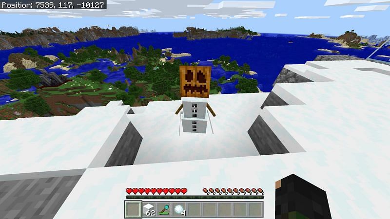 Как сделать снеговика в Minecraft3